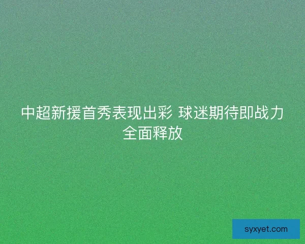 中超新援首秀表现出彩 球迷期待即战力全面释放 中超新援首秀表现出彩 球迷期待即战力全面释放